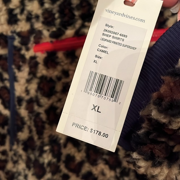 Vineyard Vines Shep Shirt supershep Leopard Print XL fleece half zip *NEW* - Picture 3 of 6